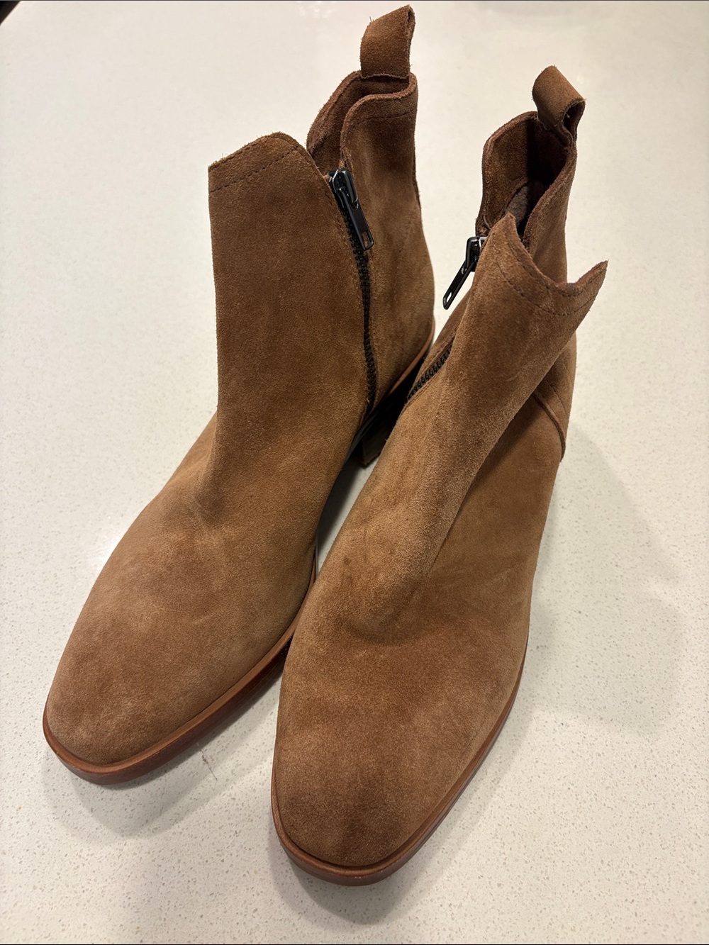 Chelsea & Violet Brown Suede Ankle Booties with Side Zip